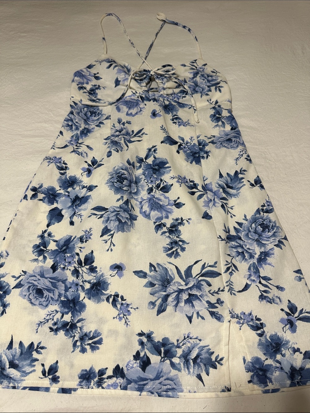 Haute Monde White and Blue Floral Mini Dress
